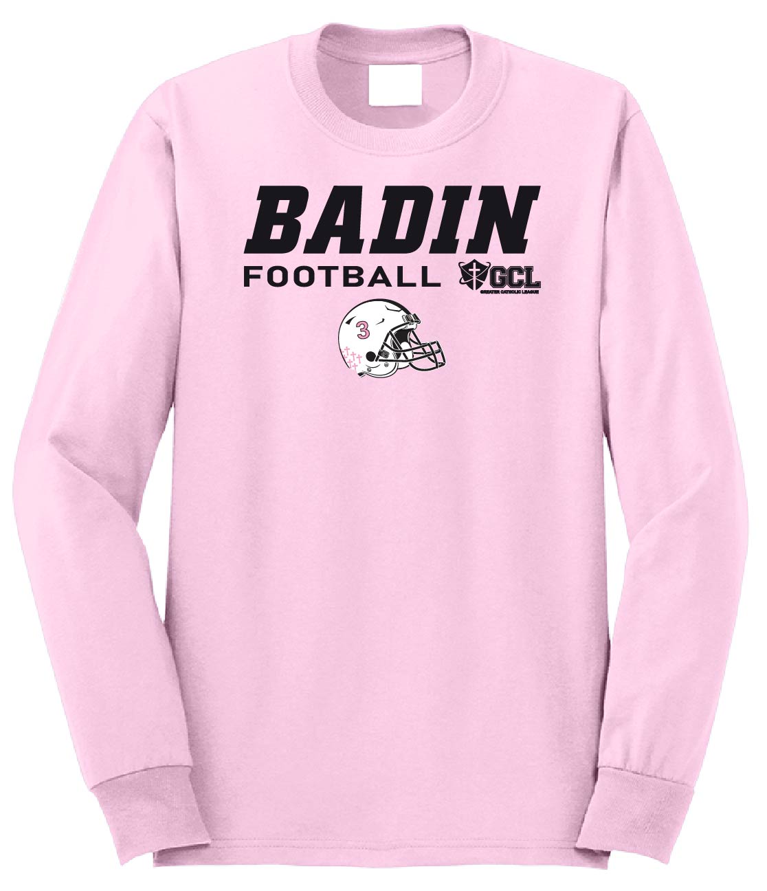 NEW Badin Football Custom # Helmet Long Sleeve T-Shirt Options
