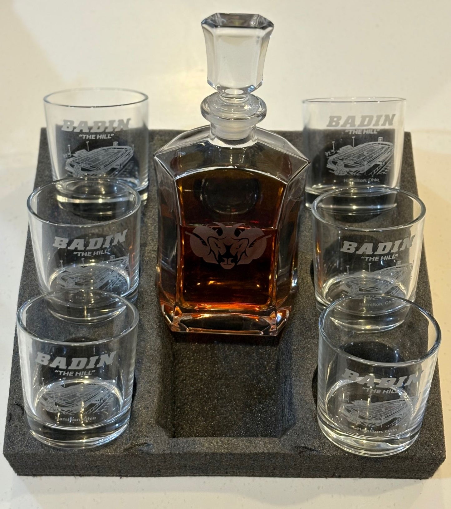 Badin Stadium Whiskey Decanter & Glass Set