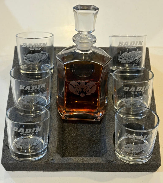 Badin Stadium Whiskey Decanter & Glass Set